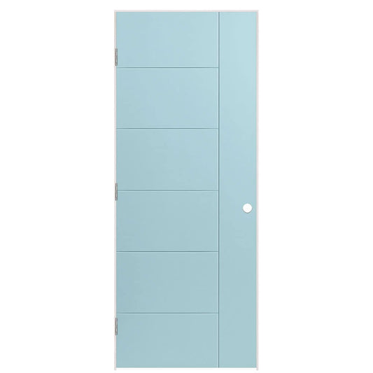 Masonite 32-in x 80-in Sea Mist Hollow core Flush Right hand Smooth Prefinished Molded composite Flat Jamb Single Prehung Interior Door with