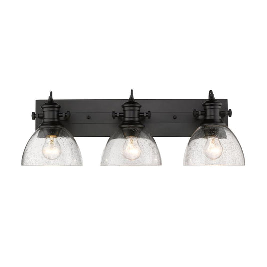 Golden Lighting Hines 25.125-in 3 Light Polished Black Transitional Bathroom Vanity light