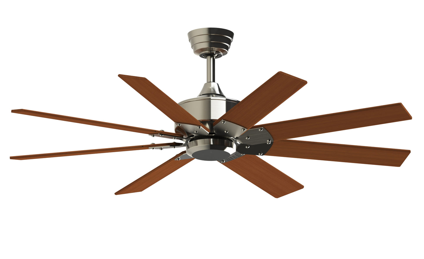 Fanimation Levon Custom 52-in Brushed Nickel with Cherry Blades Indoor/Outdoor Smart Ceiling Fan Light Kit Compatible and Remote (8-Blade) FPD7912BBN-52CY