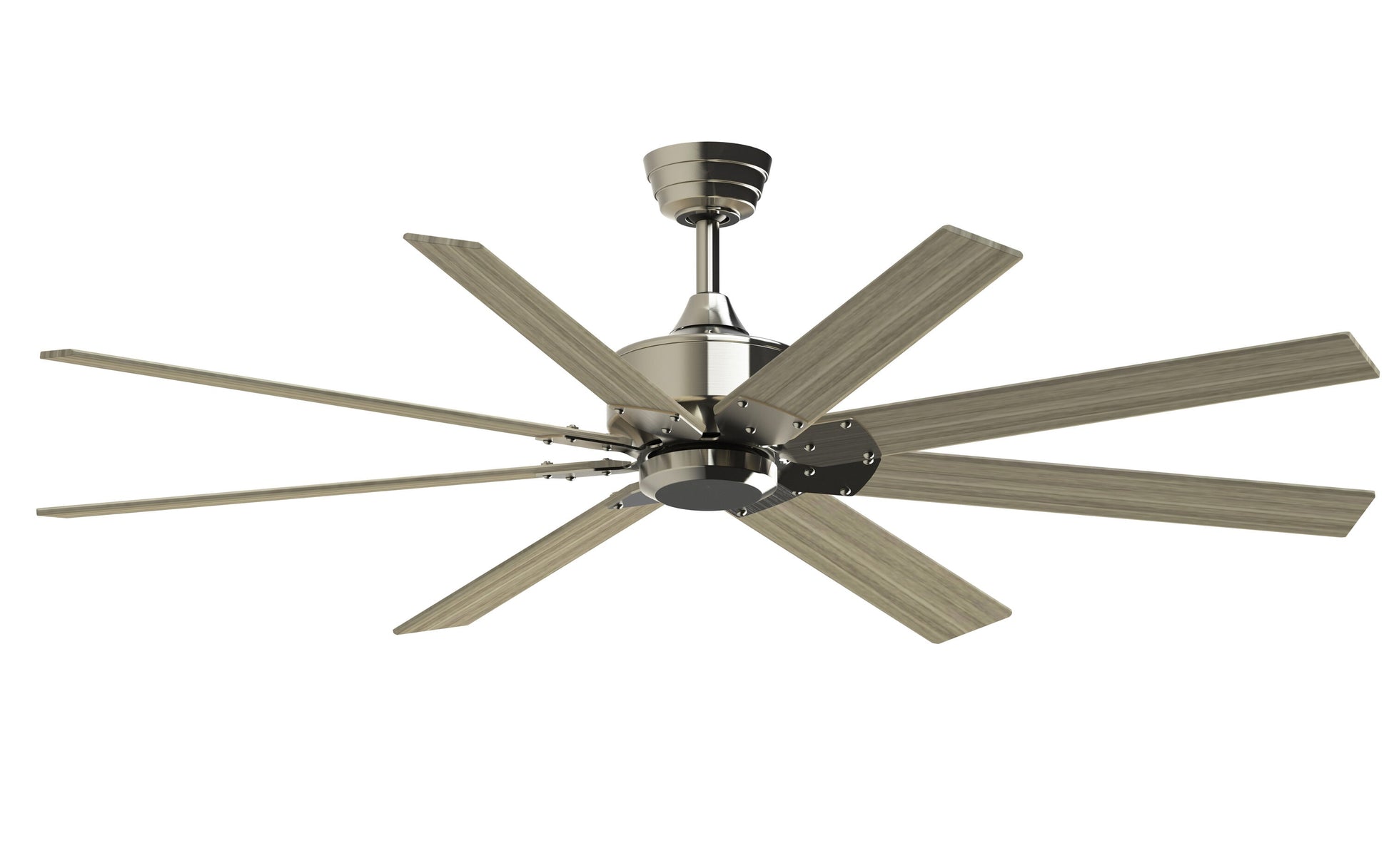 Fanimation Levon Custom 64-in Brushed Nickel with Washed Pine Blades Indoor/Outdoor Smart Ceiling Fan Light Kit Compatible and Remote (8-Blade) FPD7912BBN-64WP