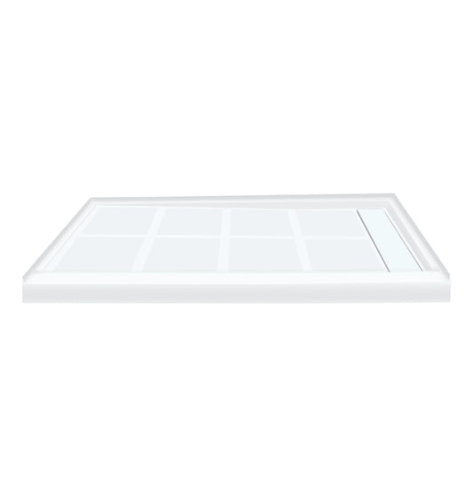 Transolid Linear 32-in W x 48-in L Right White Single Threshold Rectangle Shower Pan Base with 4-in H Threshold
