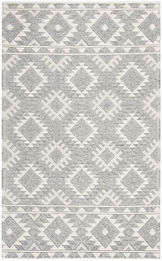 Safavieh Natura Puskal 6 x 9 (ft) Wool Cream/Aqua Rectangular Indoor Abstract Coastal Spot Clean Only Area rug
