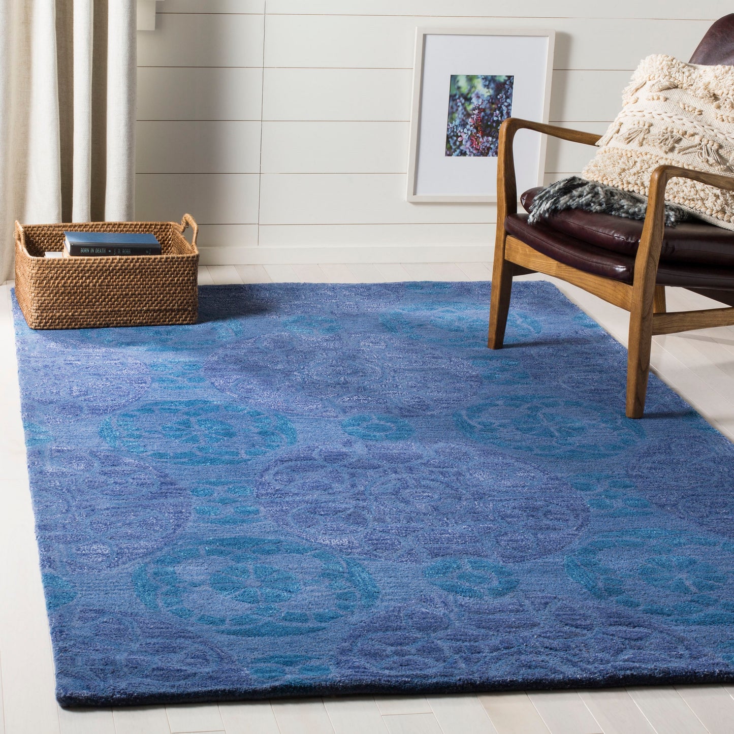 Safavieh Wyndham Hutton 9 x 9 (ft) Tufted Wool Blue Square Indoor Abstract Bohemian/Eclectic Spot Clean Only Area rug