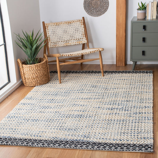 Safavieh Natura Biscayne 8 x 10 (ft) Wool Blue/Ivory Rectangular Indoor Coastal Spot Clean Only Area rug