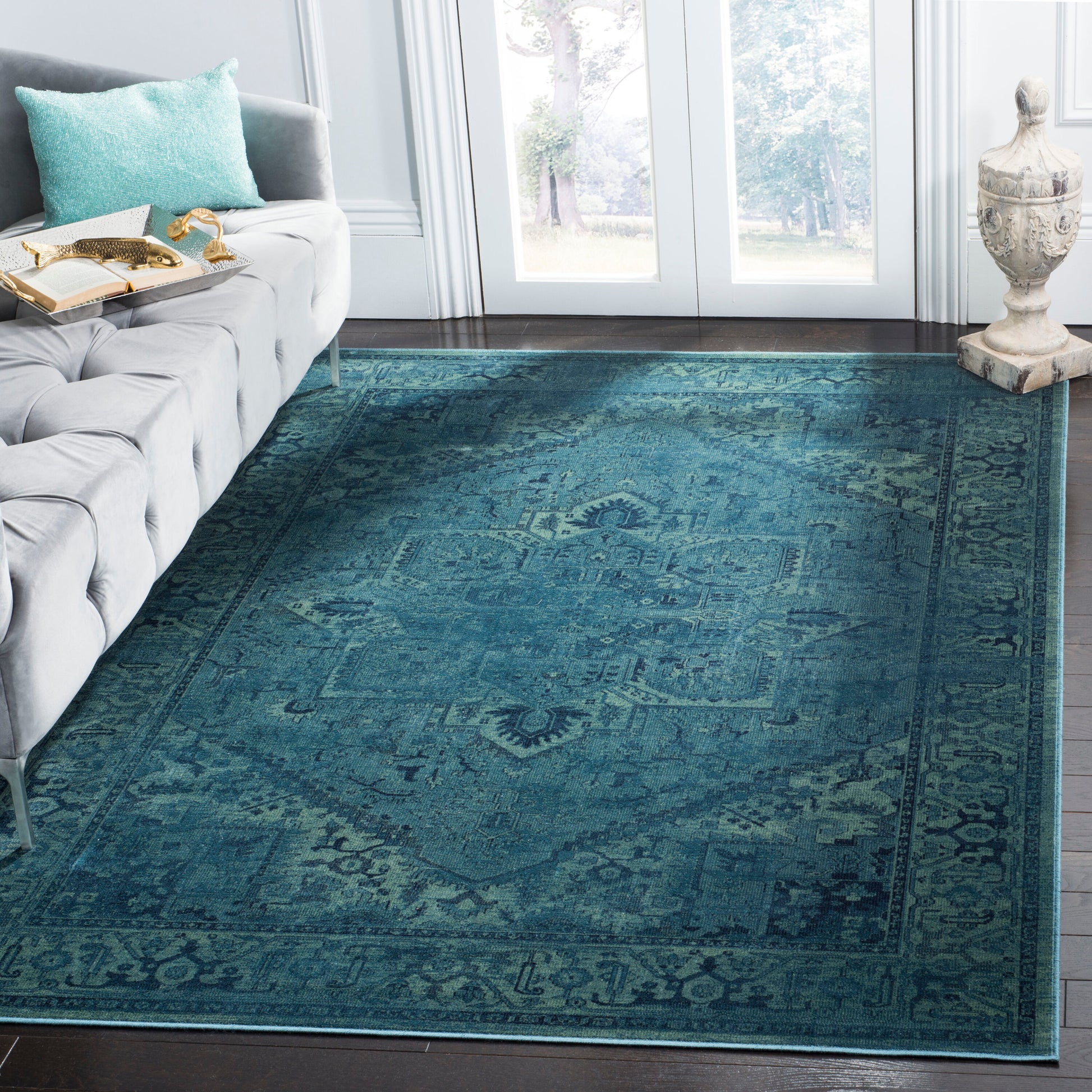 Safavieh Vintage Homaz 9 x 12 (ft) Loomed Synthetic Turquoise Rectangular Indoor Distressed/Overdyed Vintage Spot Clean Only Area rug