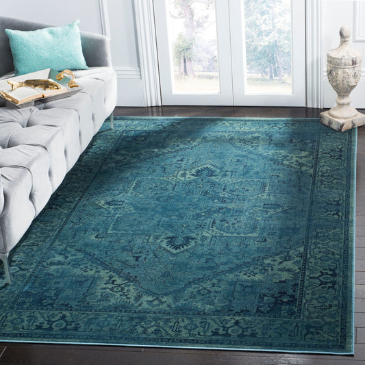 Safavieh Vintage Homaz 9 x 12 (ft) Loomed Synthetic Turquoise Rectangular Indoor Distressed/Overdyed Vintage Spot Clean Only Area rug