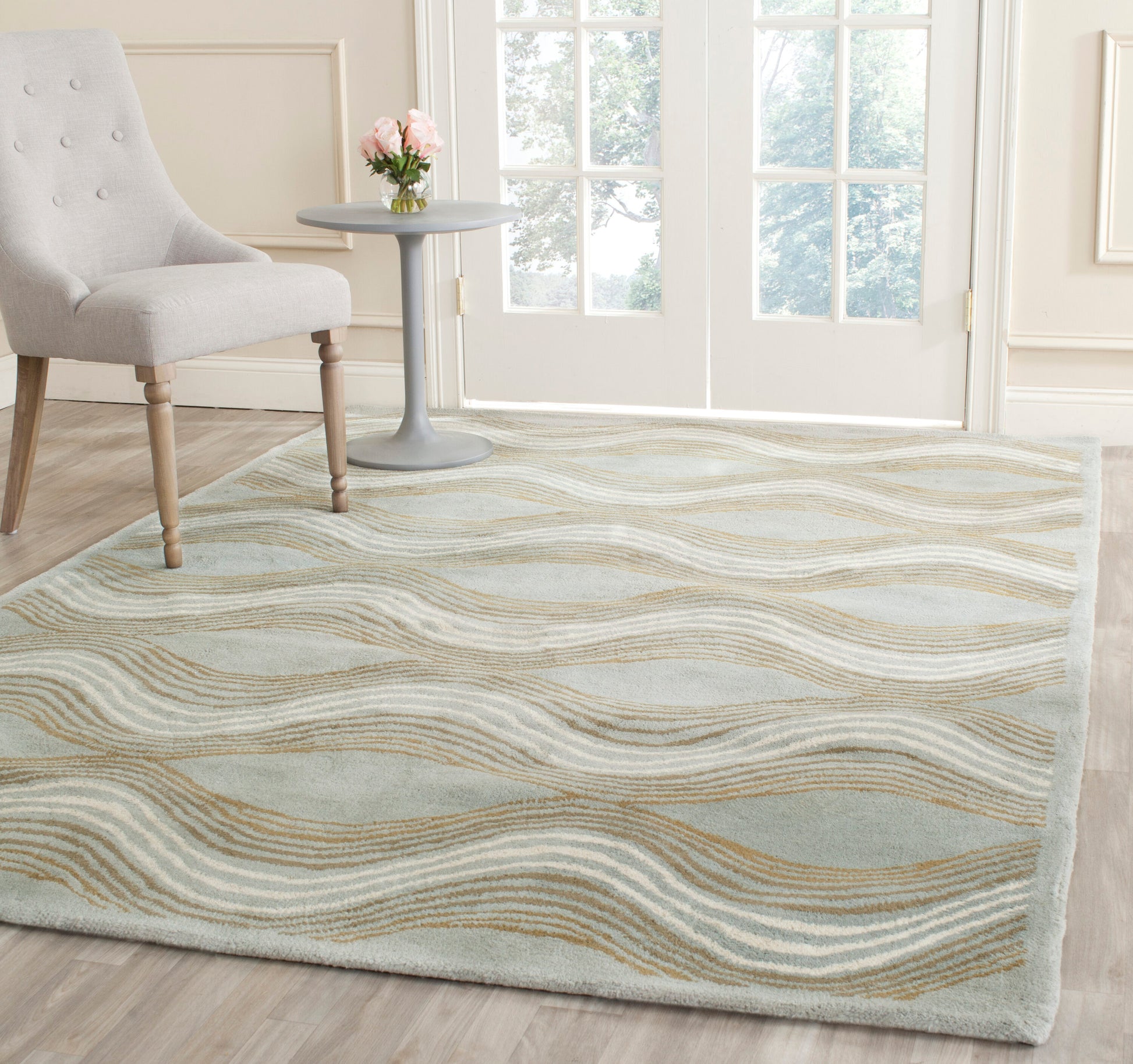 Safavieh Wyndham Raby 8 x 10 (ft) Tufted Wool Blue/Multi Rectangular Indoor Abstract Mid-Century Modern Spot Clean Only Area rug