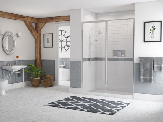 Coastal Shower Doors Legend Chrome 36-1/2-in to 38-in W x 66-in H Framed Clear Glass Hinged Shower door