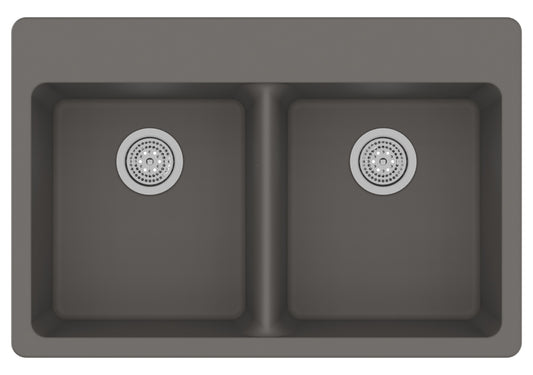 Winpro Drop-in or undermount 33-in x 22-in Granite Double equal bowl Kitchen Sink