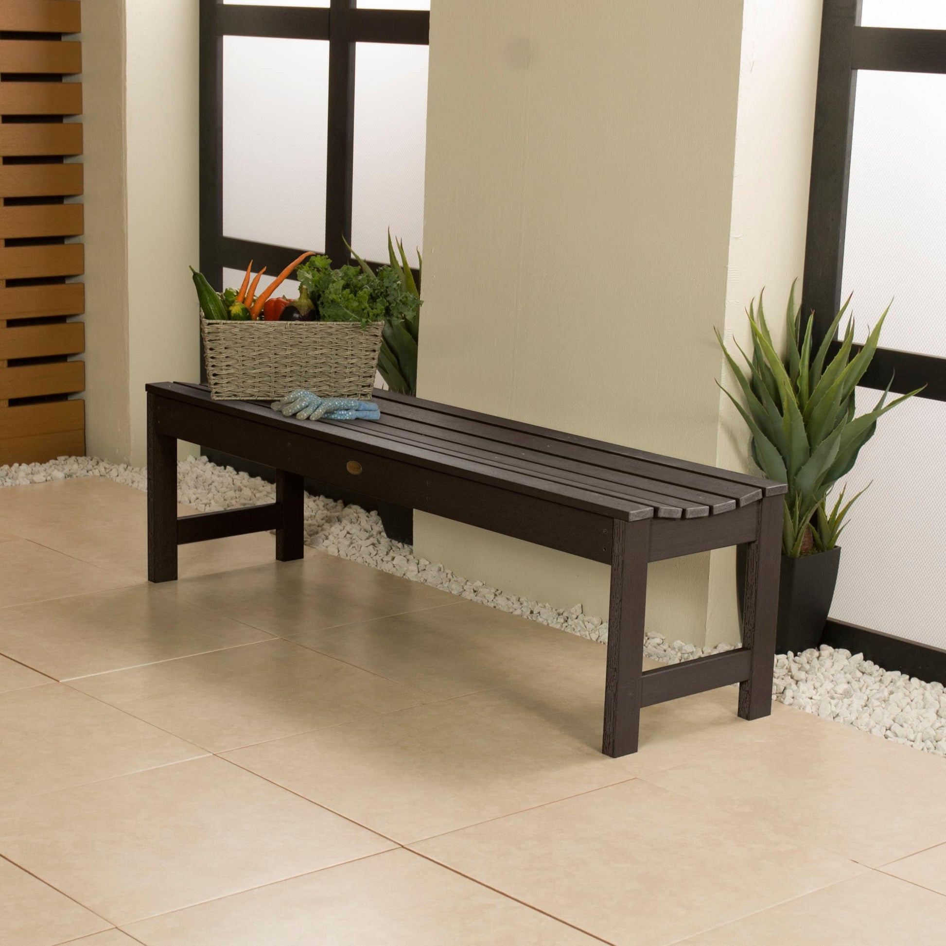 highwood Lehigh 56.5-in W x 17.19-in H Weathered Acorn Plastic Traditional Bench
