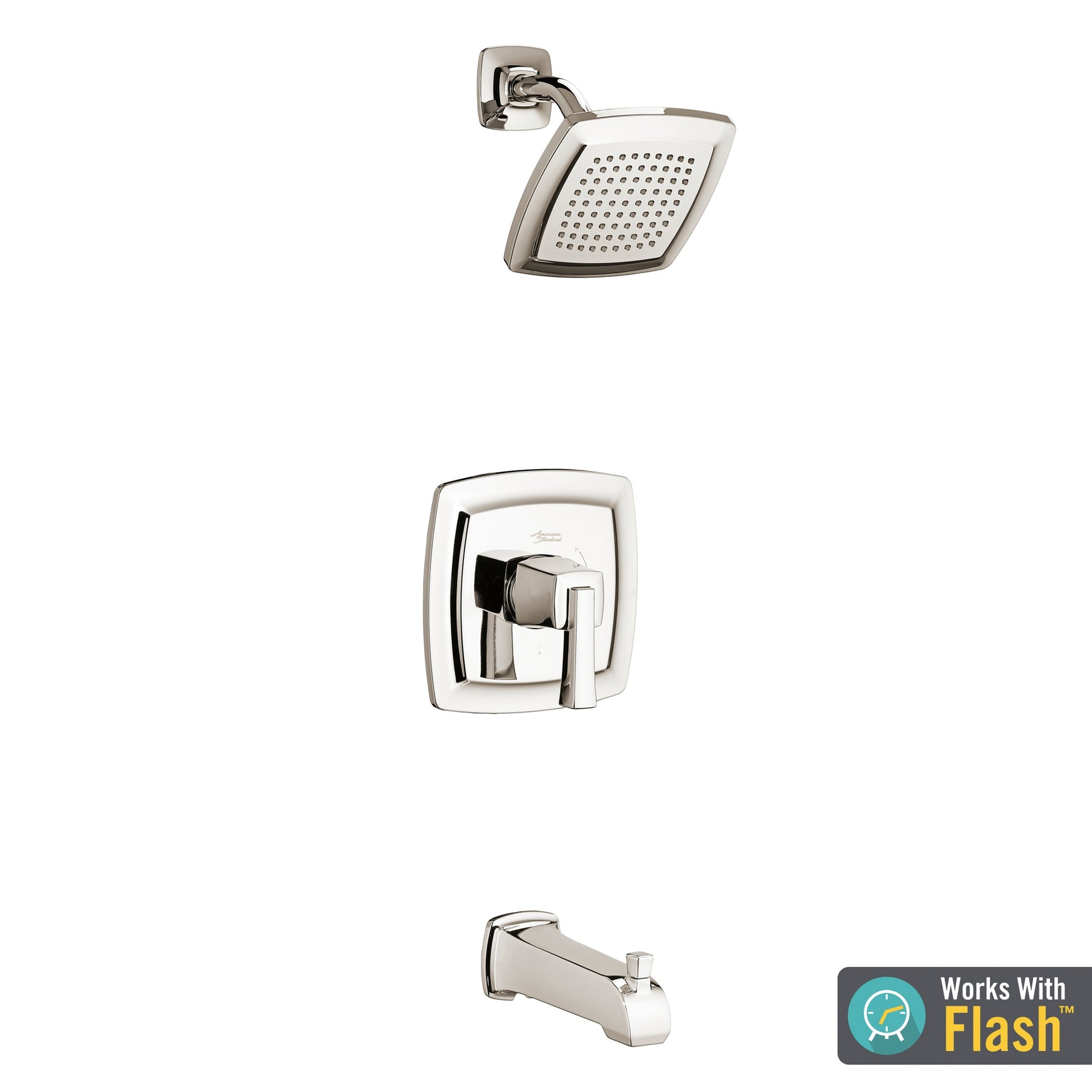 American Standard Townsend Polished Nickel 1-handle 6.125-in Square Bathtub and shower Faucet (Single Function)