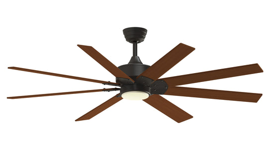 Fanimation Levon Custom 64-in Dark Bronze with Cherry Blades Color-changing Integrated LED Indoor/Outdoor Smart Ceiling Fan with Light and Remote (8-Blade) FPD7912BDZ-64CY-LK