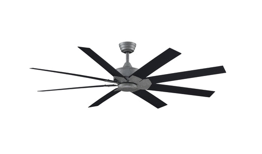 Fanimation Levon Custom 64-in Galvanized with Black Blades Indoor/Outdoor Smart Ceiling Fan Light Kit Compatible and Remote (8-Blade) FPD7912BGZ-64BL