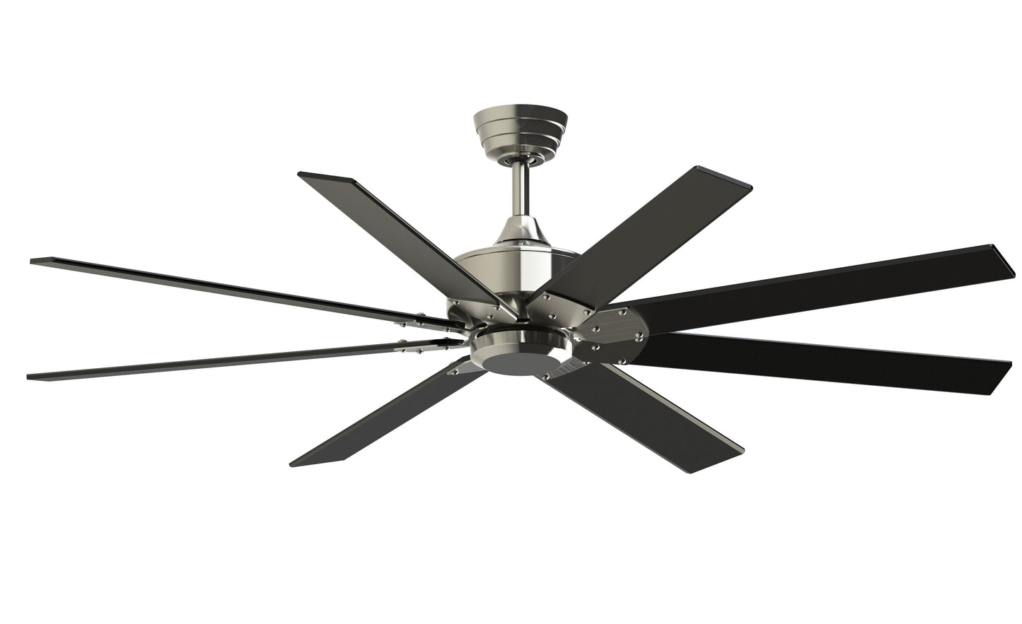 Fanimation Levon Custom 64-in Brushed Nickel with Black Blades Indoor/Outdoor Smart Ceiling Fan Light Kit Compatible and Remote (8-Blade) FPD7912BBN-64BL