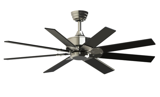 Fanimation Levon Custom 52-in Brushed Nickel with Black Blades Indoor/Outdoor Smart Ceiling Fan Light Kit Compatible and Remote (8-Blade) FPD7912BBN-52BL