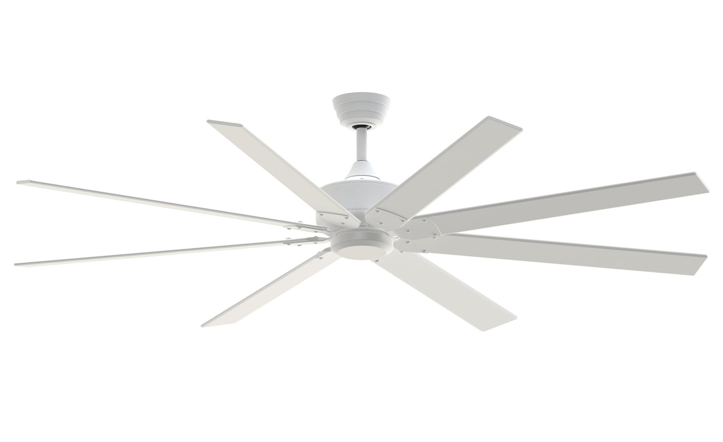 Fanimation Levon Custom 72-in Matte White Indoor/Outdoor Smart Ceiling Fan Light Kit Compatible and Remote (8-Blade) FPD7912BMW-72MW