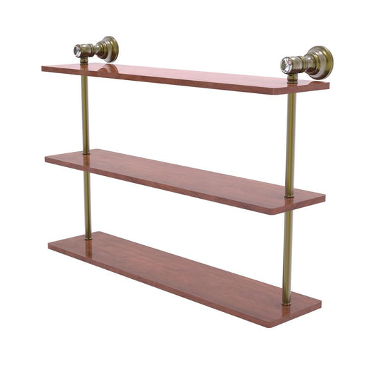 Allied Brass Carolina Crystal Antique Brass 3 -Tier Wall mount Bathroom Shelf ( 22-in x 16-in x 5-in )