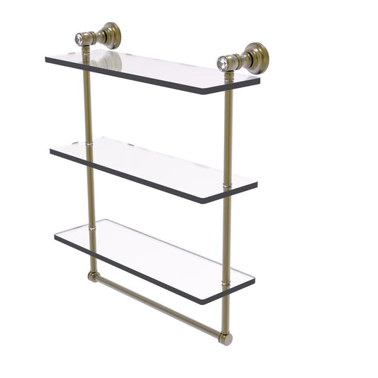 Allied Brass Carolina Crystal Antique Brass 3 -Tier Wall mount Bathroom Shelf ( 16-in x 19.7-in x 5-in )