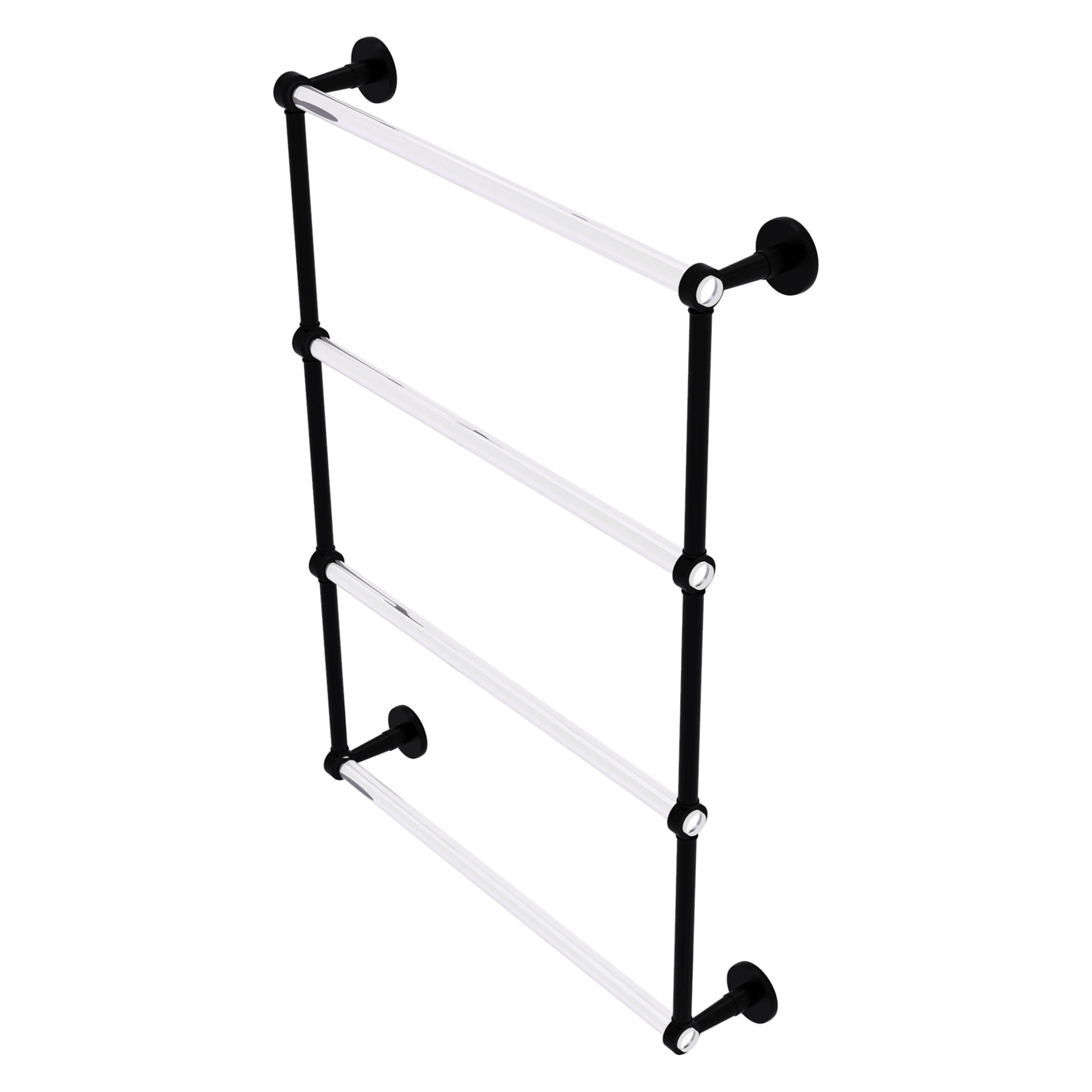 Allied Brass Clearview 24-in double Matte Black Wall mount 4-tier Towel Bar