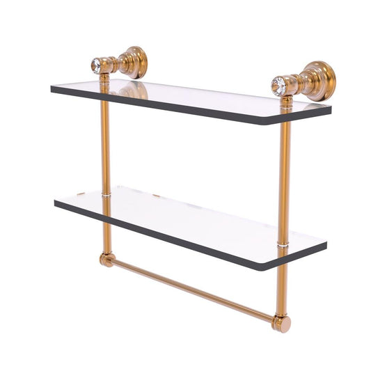 Allied Brass Carolina Crystal Brushed Bronze 2 -Tier Wall mount Bathroom Shelf ( 16-in x 9.5-in x 5-in )