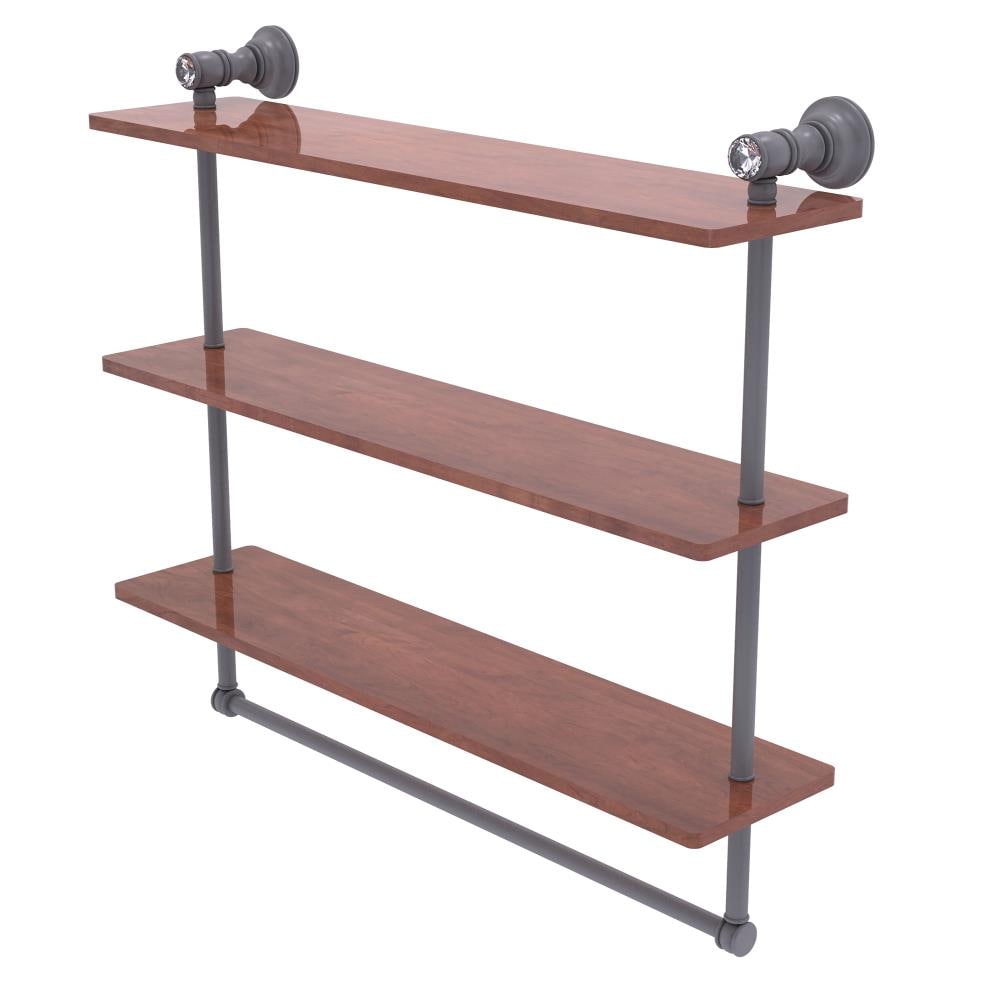 Allied Brass Carolina Crystal Matte Gray 3 -Tier Wall mount Bathroom Shelf ( 22-in x 19.7-in x 5-in )