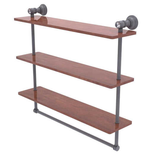 Allied Brass Carolina Crystal Matte Gray 3 -Tier Wall mount Bathroom Shelf ( 22-in x 19.7-in x 5-in )