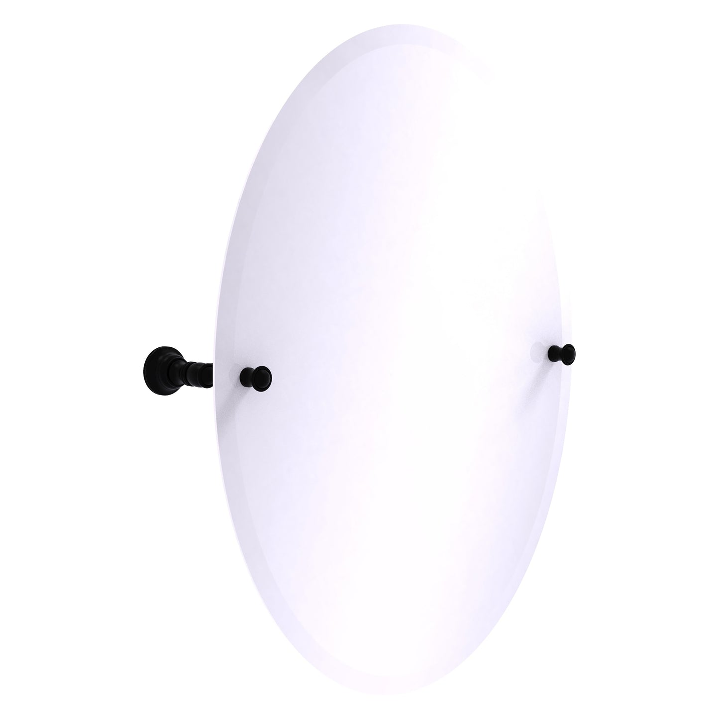 Allied Brass Carolina 21-in x 28-in Beveled Frameless Oval Tilting Bathroom Vanity Mirror ( Matte Black )