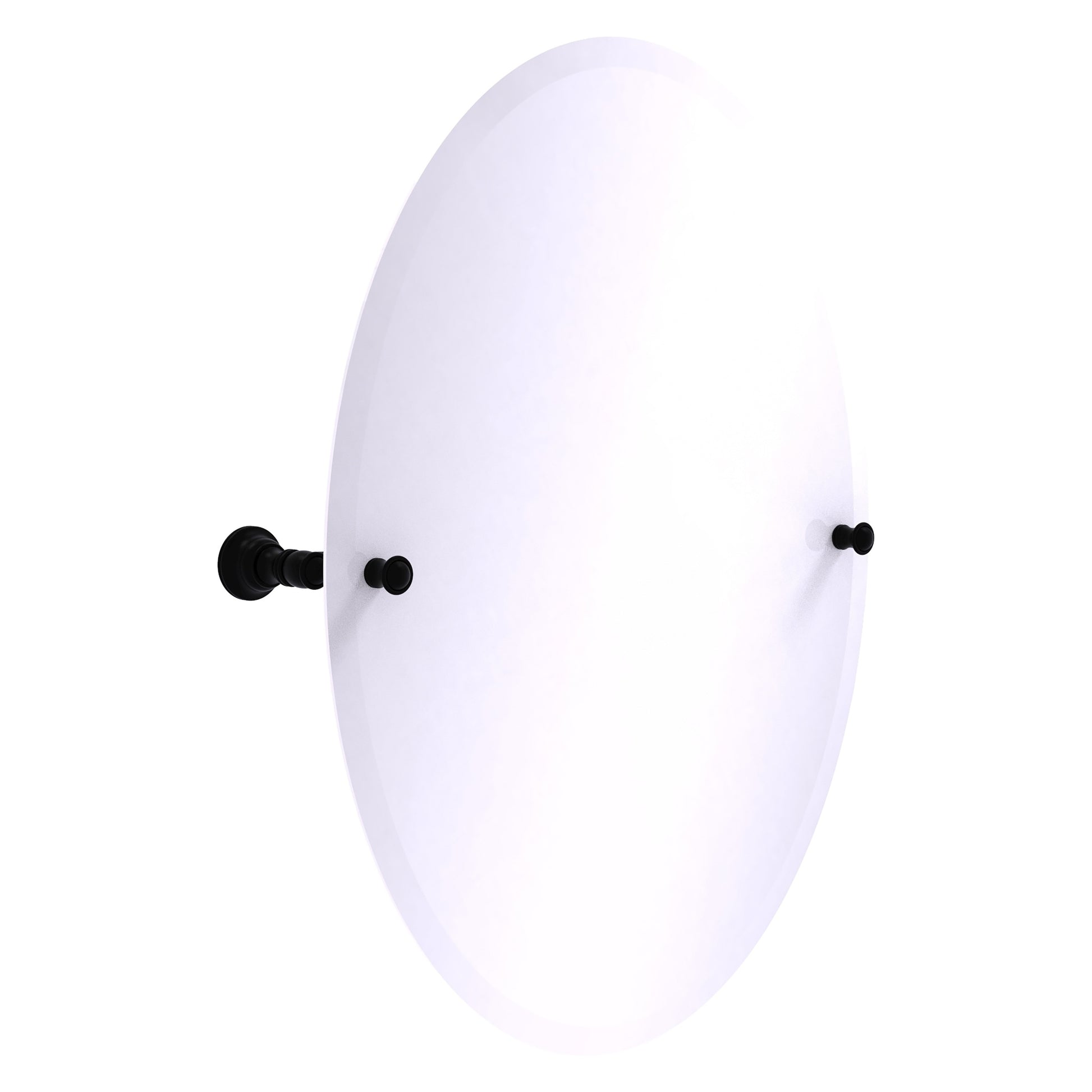 Allied Brass Carolina 21-in x 28-in Beveled Frameless Oval Tilting Bathroom Vanity Mirror ( Matte Black )