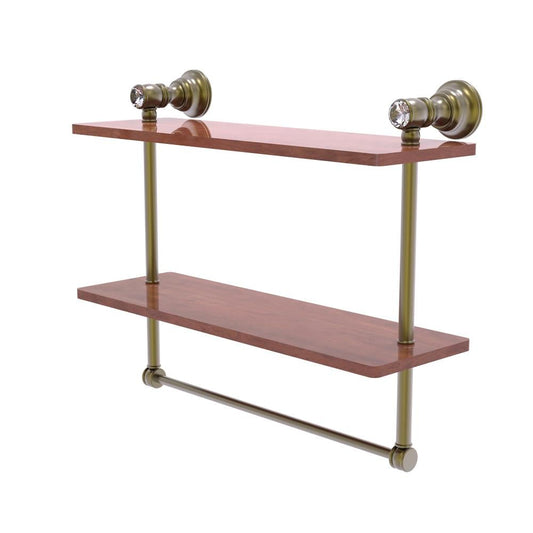 Allied Brass Carolina Crystal Antique Brass 2 -Tier Wall mount Bathroom Shelf ( 16-in x 9.5-in x 5-in )