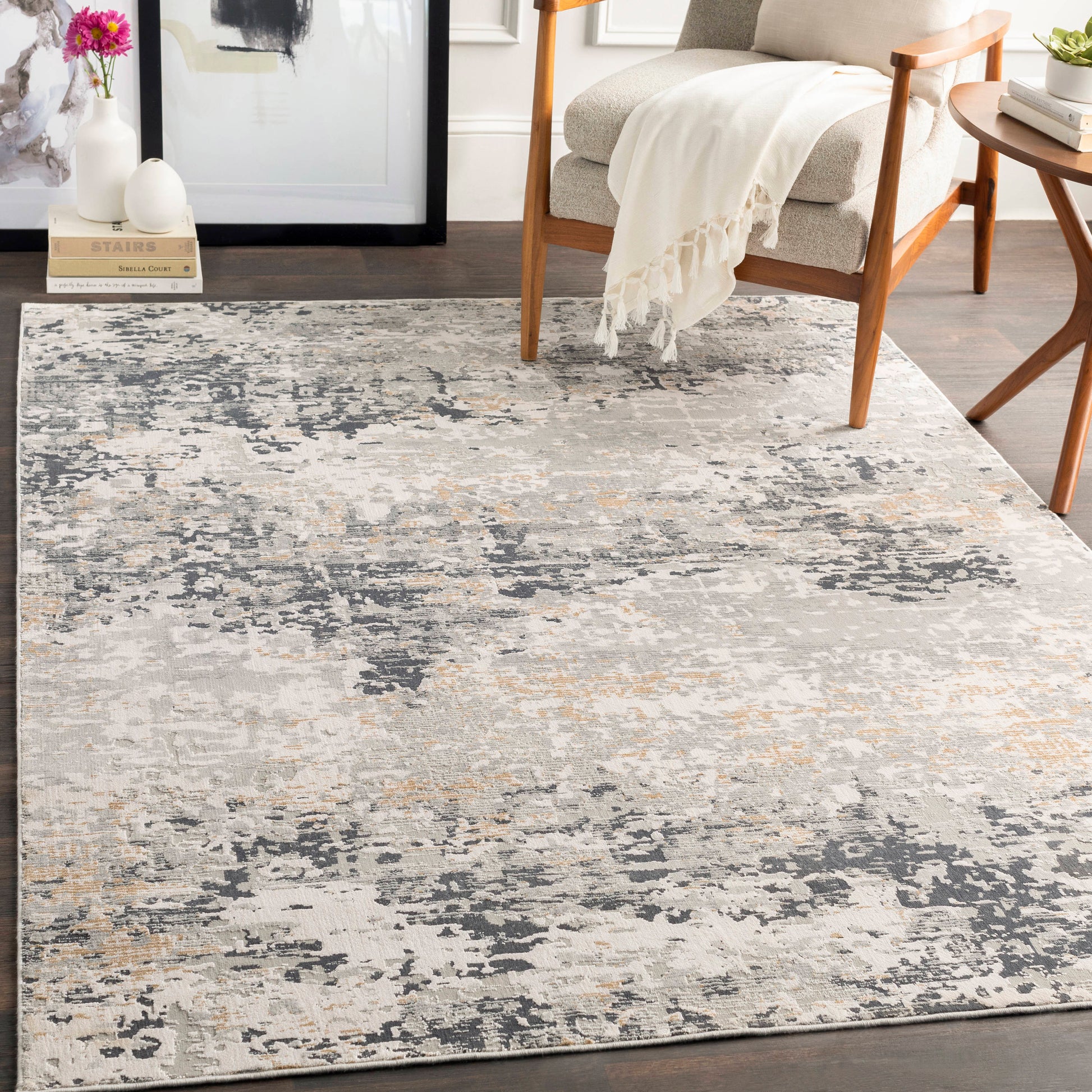 Surya Milano 5 x 7 (ft) Flatweave Rayon Gray Rectangular Indoor Abstract Industrial Spot Clean Only Pet Friendly Area rug