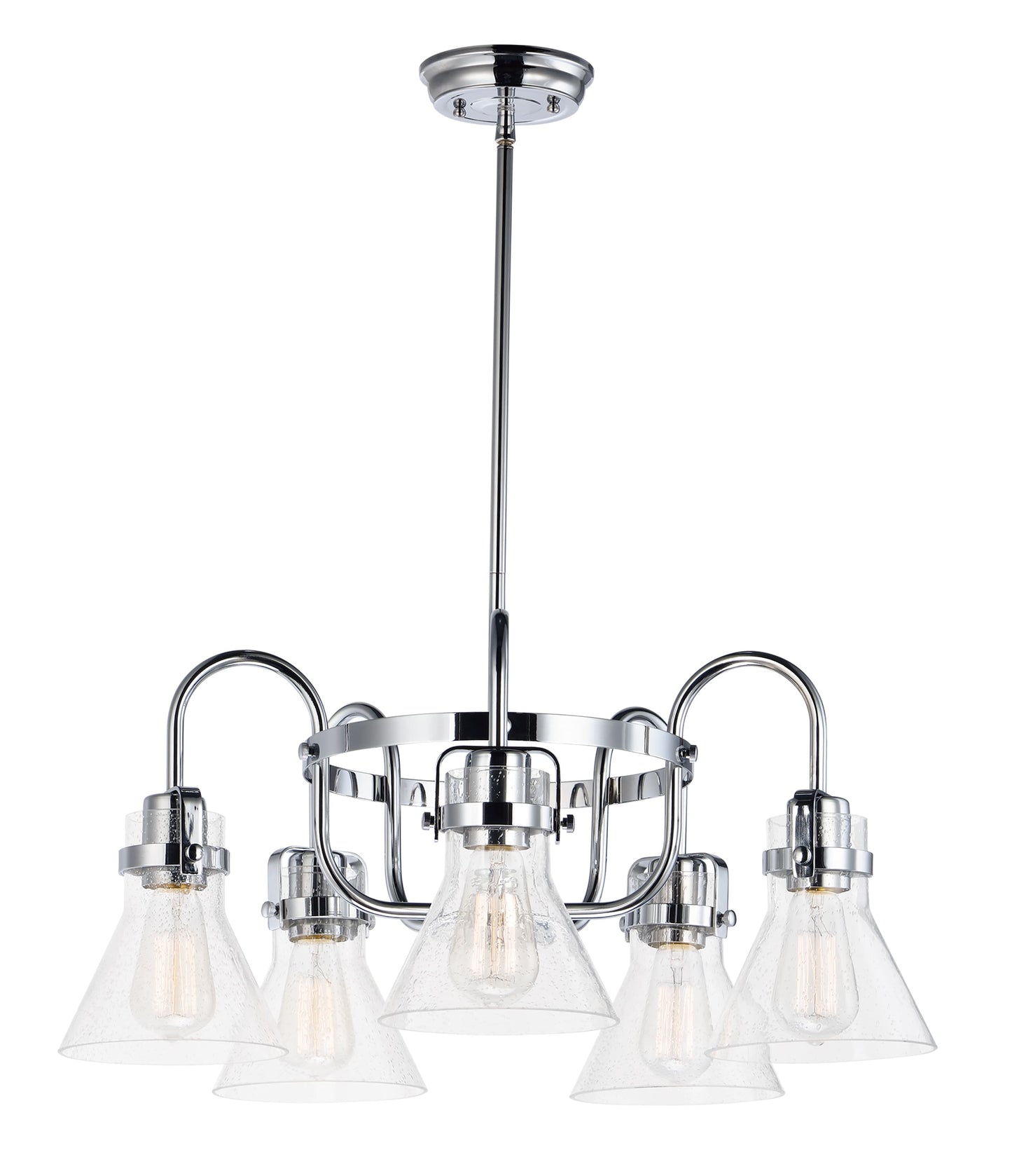 Maxim Lighting Seafarer 5 -Light Polished Chrome Seeded glass Glass Mixed material Chandelier