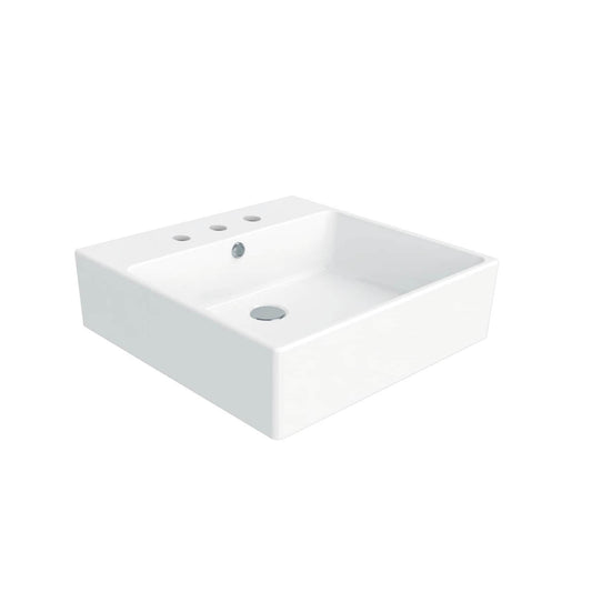 WS Bath Collections Simple Ceramic 19.7-in Wall-mount Square Modern Ceramic white Bathroom Sink