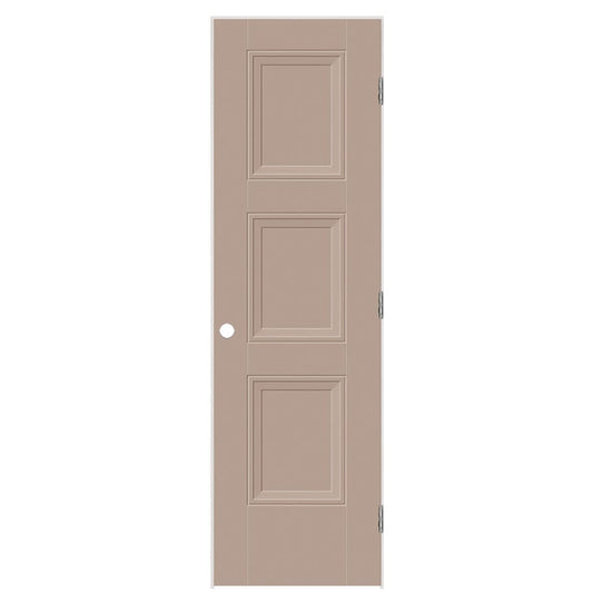 Masonite 28-in x 80-in Sandpiper Solid core 3-panel Right hand Smooth Prefinished Molded composite Flat Jamb Single Prehung Interior Door with