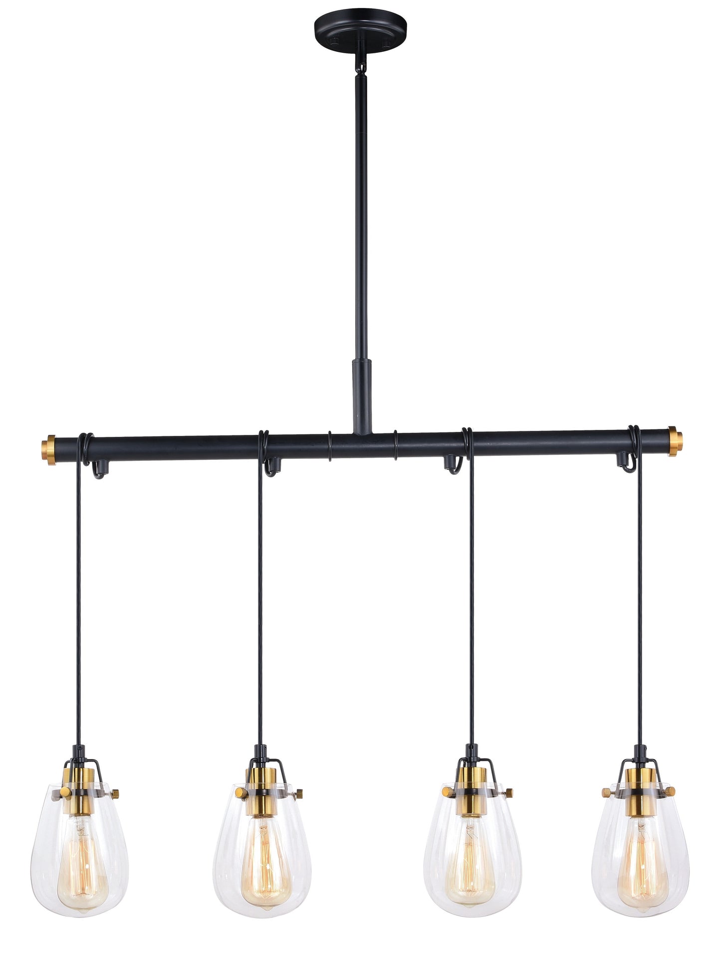 Cascadia Kassidy 4 -Light Polished Black Indoor Clear glass Glass Metal Chandelier
