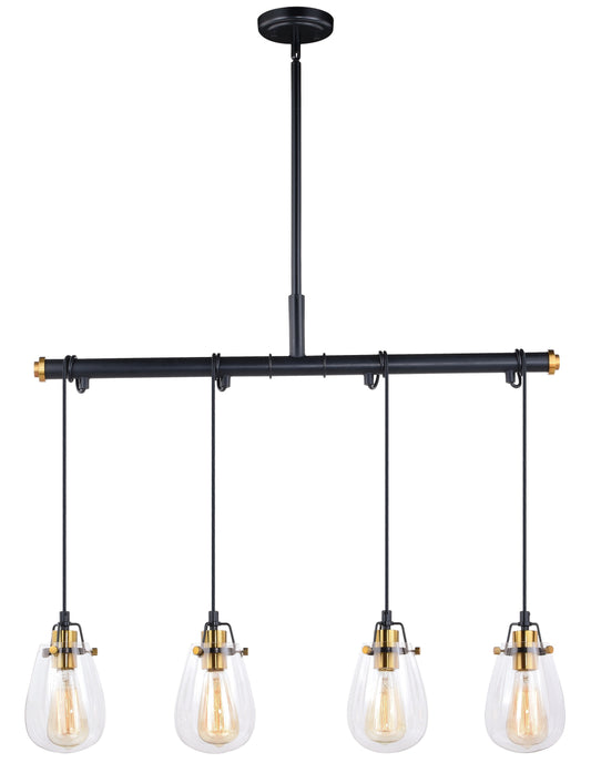 Cascadia Kassidy 4 -Light Polished Black Indoor Clear glass Glass Metal Chandelier
