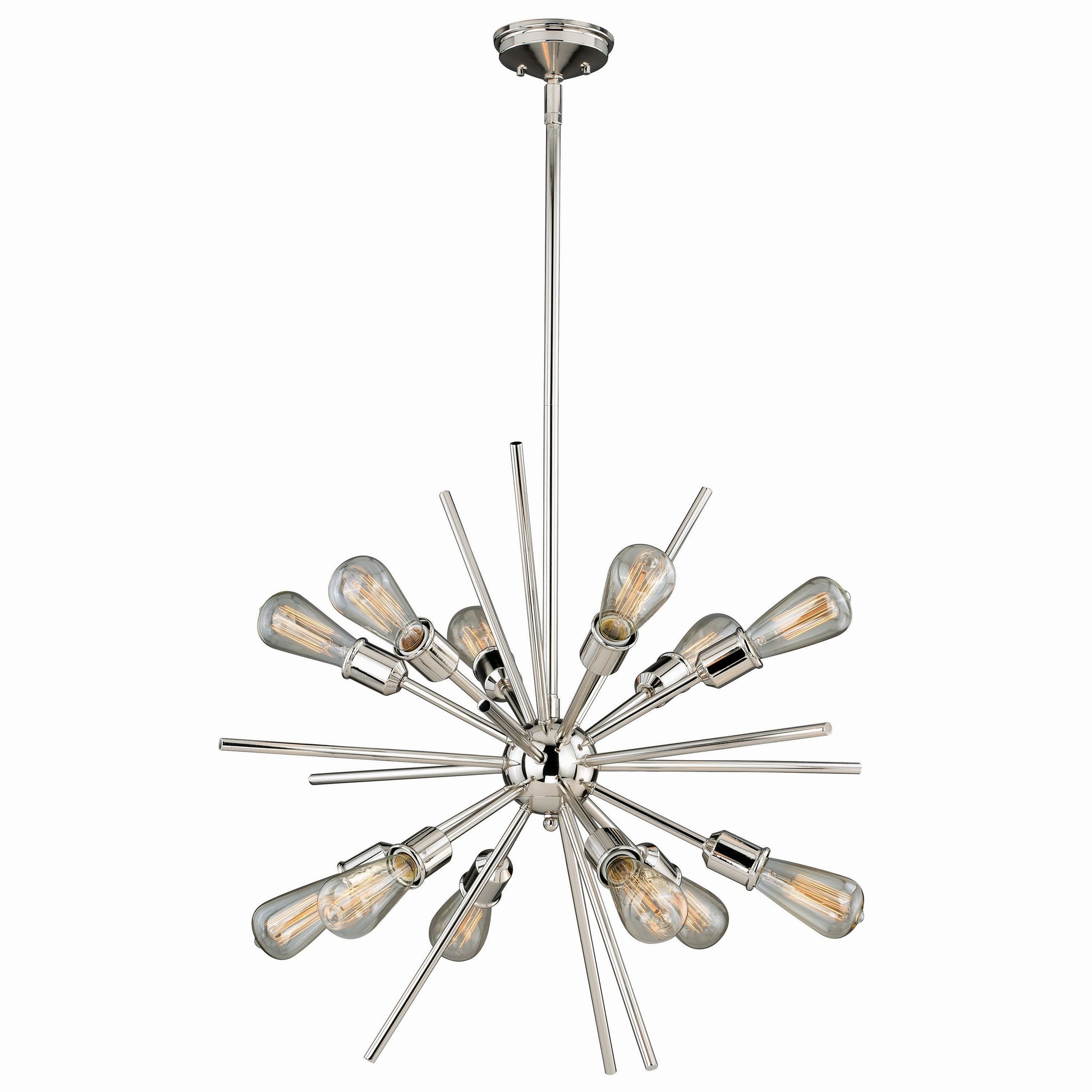 Cascadia Estelle 12 -Light Polished Nickel Mid-century Sputnik Large Hanging Pendant Light