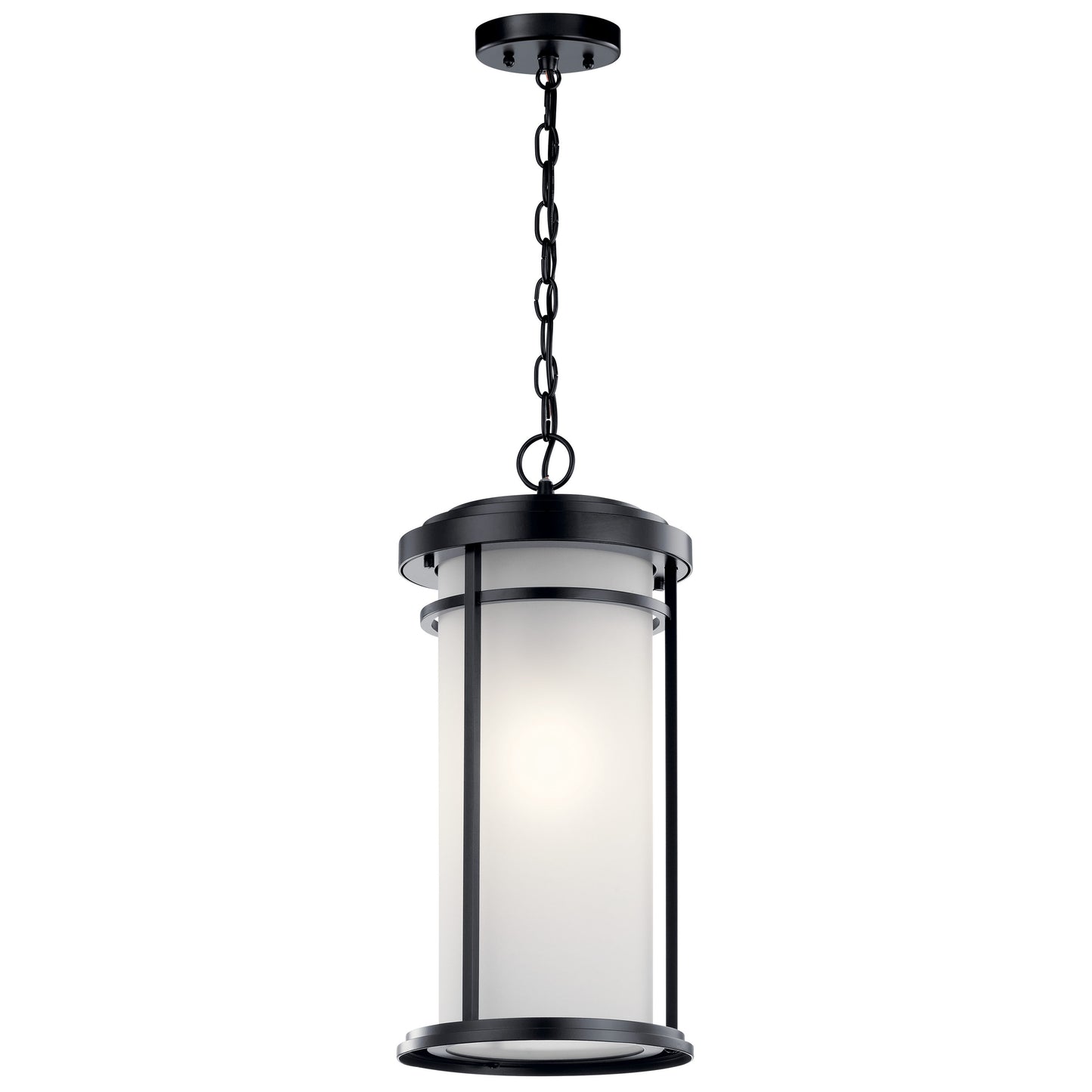 Kichler Toman 1 -Light Black Transitional Etched glass Glass Lantern Medium Outdoor Hanging Pendant Light