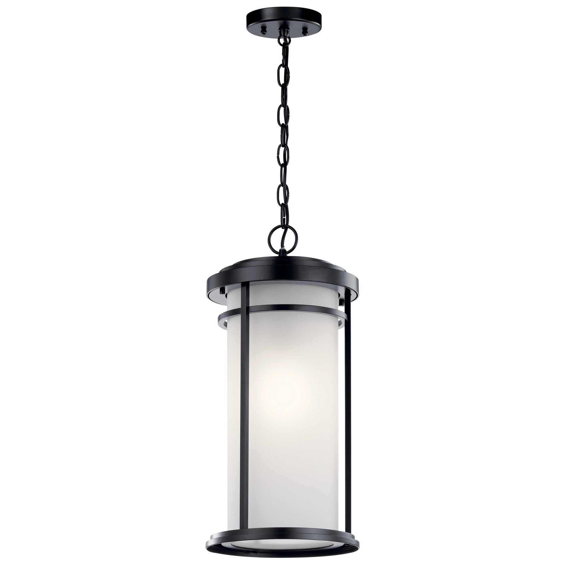Kichler Toman 1 -Light Black Transitional Etched glass Glass Lantern Medium Outdoor Hanging Pendant Light