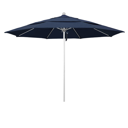 California Umbrella 11-ft Aluminum Blue No-tilt Market Patio Umbrella