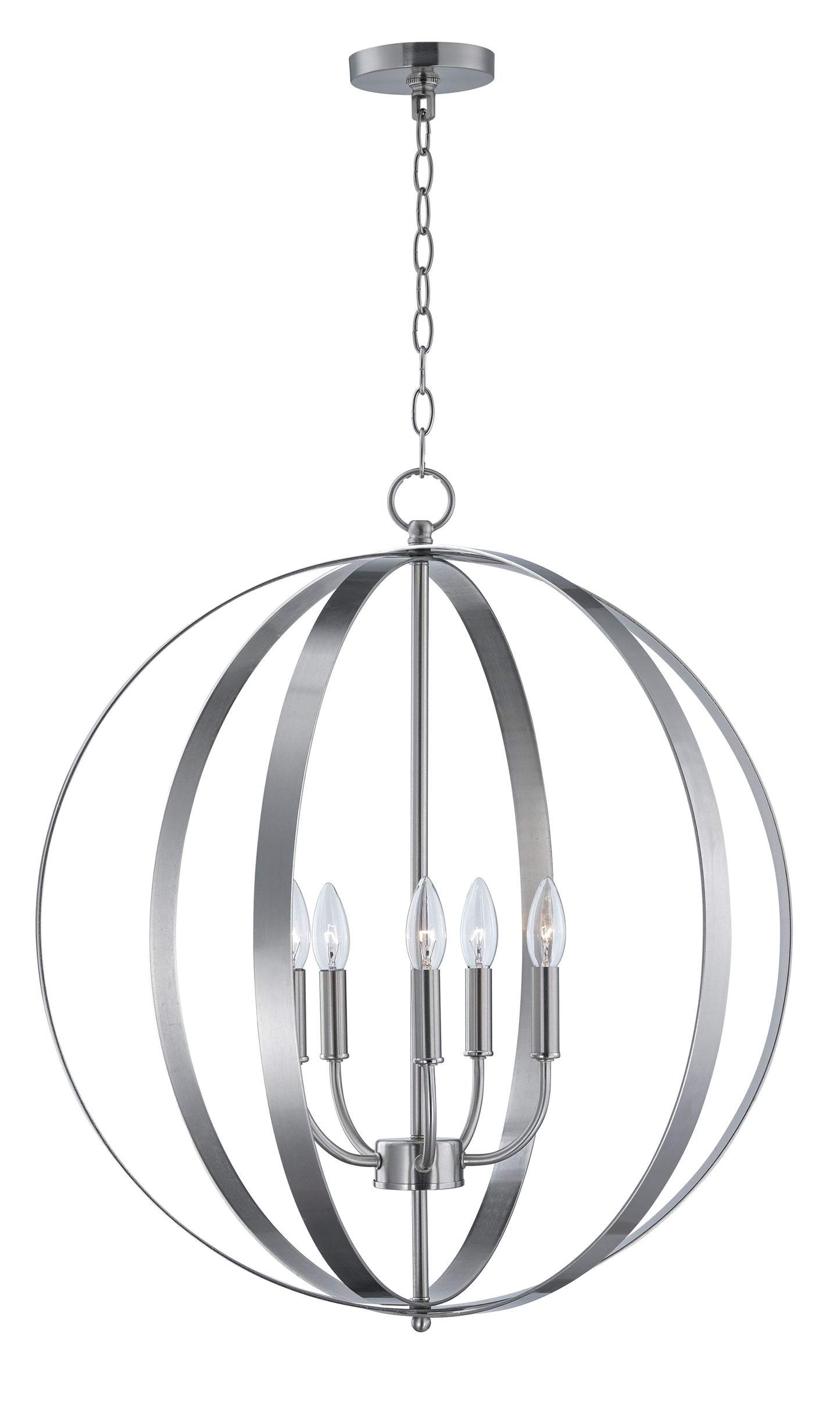 Maxim Lighting Provident 5 -Light Satin Nickel Modern/contemporary Metal Globe Large Indoor Hanging Pendant Light