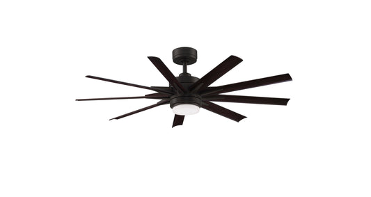 Fanimation Odyn Custom 56-in Dark Bronze with Dark Walnut Blades Color-changing Integrated LED Indoor/Outdoor Smart Ceiling Fan with Light and Remote (9-Blade) FPD8152DZW-56DWAW