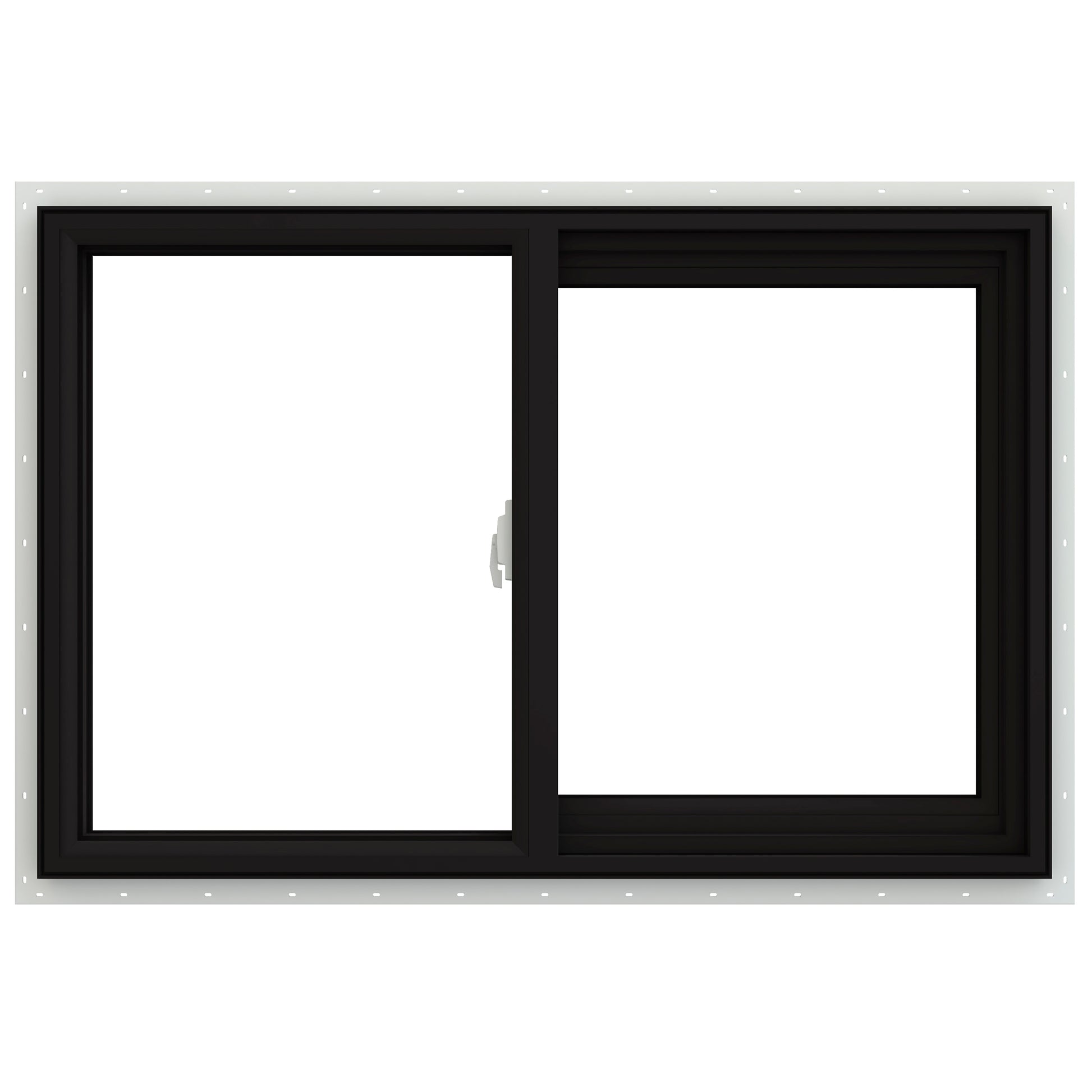 JELD-WEN V-2500 Black Exterior White Interior Right-Handed Vinyl Sliding Window Annealed Glass (Full Screen Included)