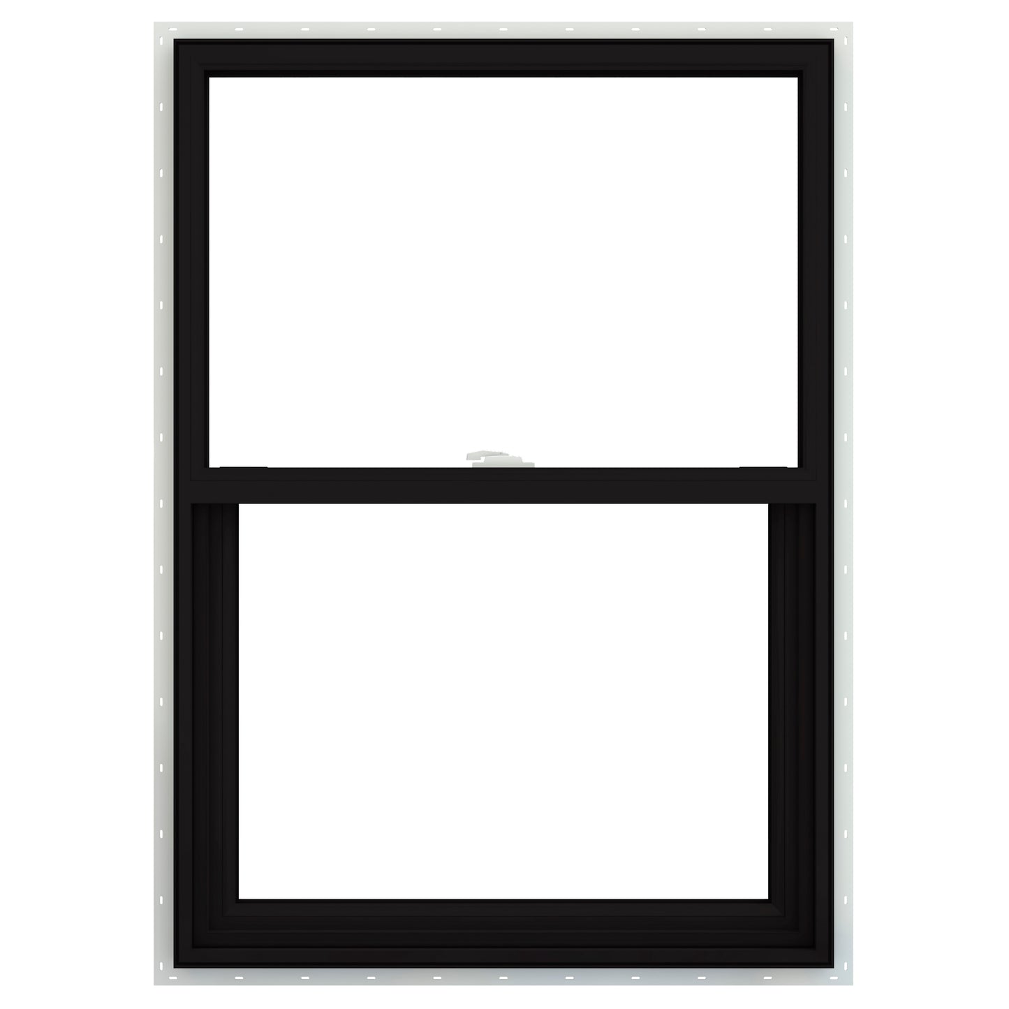 JELD-WEN V-2500 21-1/2-in x 32-1/2-in Black Exterior Vinyl New Construction Single Hung Window Low-E argon Double Pane Glass (Half Screen Included)