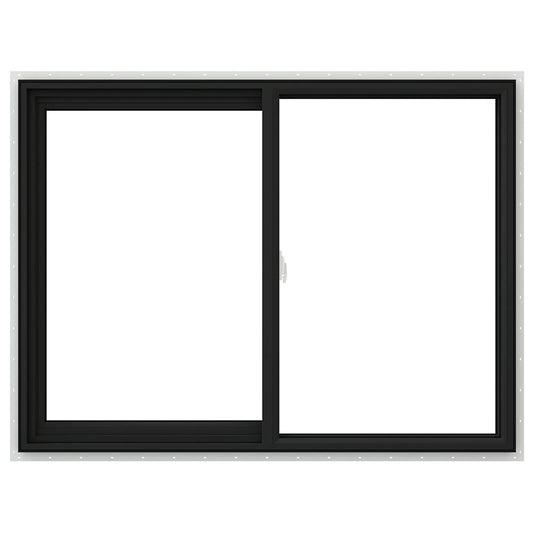 JELD-WEN V-2500 Bronze Exterior White Interior Left-Handed Vinyl Sliding Window Annealed Glass (Full Screen Included)