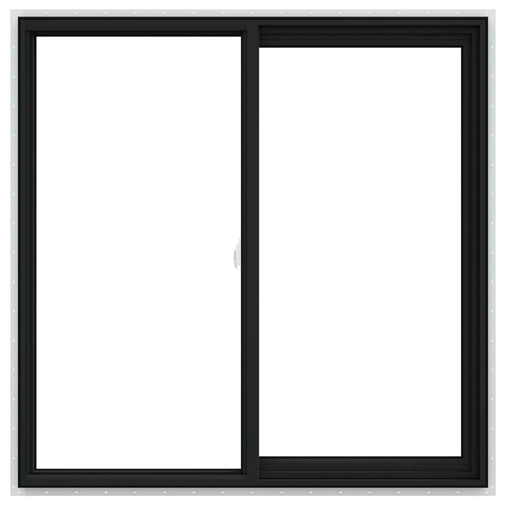 JELD-WEN V-2500 Bronze Exterior White Interior Right-Handed Vinyl Sliding Window Annealed Glass (Full Screen Included)