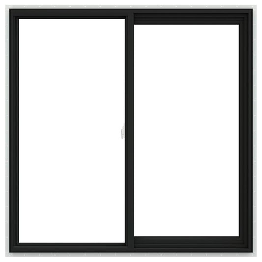 JELD-WEN V-2500 Bronze Exterior White Interior Right-Handed Vinyl Sliding Window Annealed Glass (Full Screen Included)