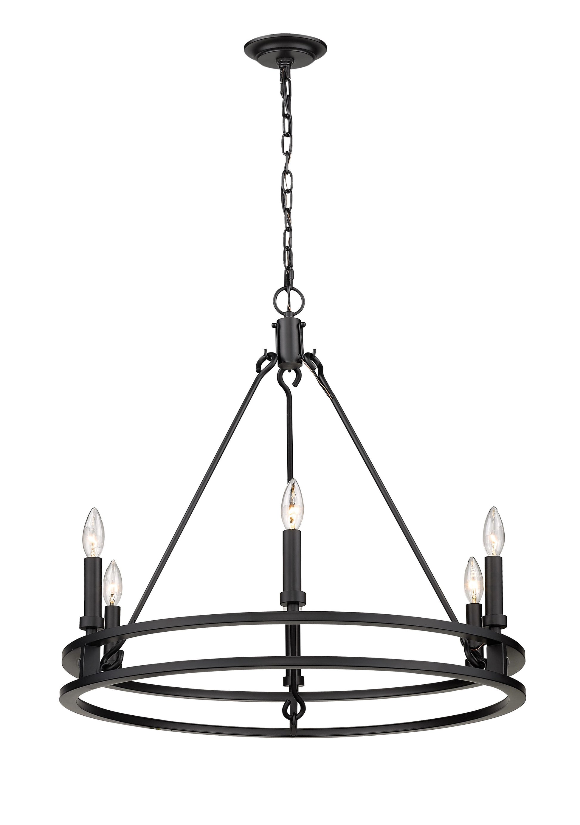 Z-Lite Dennison 6 -Light Matte Black Indoor Metal Chandelier