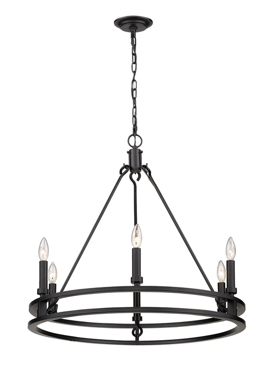 Z-Lite Dennison 6 -Light Matte Black Indoor Metal Chandelier