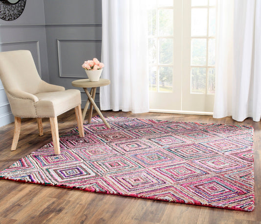 Safavieh Nantucket Casset 8 x 8 (ft) Tufted Synthetic Multi Square Indoor Abstract Bohemian/Eclectic Spot Clean Only Area rug