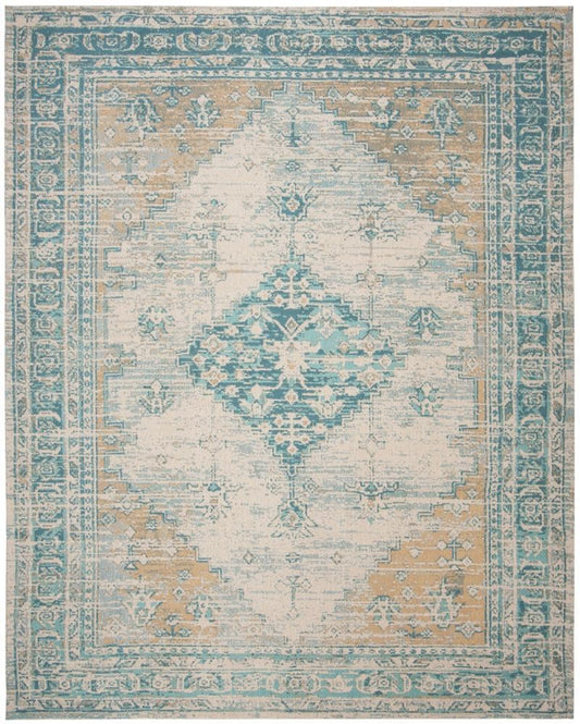 Safavieh Classic Vintage Hayla 8 x 10 (ft) Loomed Polyester Aqua Rectangular Indoor Distressed/Overdyed Vintage Spot Clean Only Area rug